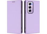 Custodia Per Oppo Reno12 Pro 5G, Custodia Magnetica Antiurto Con Supporto In Finto Cuoio Flip Cover Viola