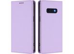 Custodia In Pelle Per Samsung Galaxy S10E, Flip Case Magnetico In Finto Cuoio Con Supporto Viola Chiaro