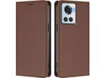 Custodia Per Telefono Cellulare Per Oneplus 10R, Flip Cover In Finto Cuoio Antiurto Magnetica Con Supporto Marrone