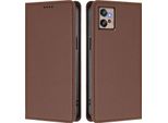 Custodia Per Cellulare Per Motorola Moto G32, Flip Cover In Finto Cuoio Antiurto Magnetica Con Supporto Marrone