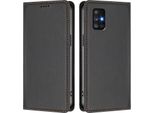 Custodia In Pelle Per Samsung Galaxy A71 5G, Flip Case Magnetico In Finto Cuoio Con Supporto Nero