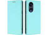 Custodia Per Oppo Reno8 T 5G, Flip Cover In Finto Cuoio Antiurto Magnetica Con Supporto Turchese