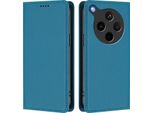 Custodia Per Oppo Find X8S+, Flip Cover In Finto Cuoio Antiurto Magnetico Con Supporto Blu