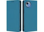 Custodia Per Sharp Aquos Wish5, Custodia Magnetica Antiurto Con Supporto In Finto Cuoio Flip Cover Blu