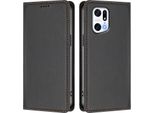 Custodia In Pelle Per Oppo Find X5 Pro, Custodia Flip Magnetica In Finto Cuoio Con Supporto Nero