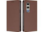 Custodia In Pelle Per Itel S25, Custodia Magnetica In Finto Cuoio Flip Con Supporto Brown