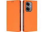 Custodia In Pelle Per Oneplus Nord CE3, Custodia Magnetica In Finto Cuoio Con Supporto Arancione