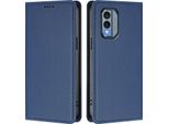 Custodia Per Nokia X30, Flip Cover In Finto Cuoio Antiurto Magnetica Con Supporto Blu Scuro