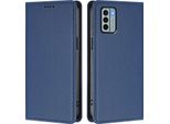 Custodia In Pelle Per Nokia G22, Flip Case Magnetico In Finto Cuoio Con Supporto Blu Scuro