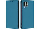 Custodia In Pelle Per Samsung Galaxy M33 5G, Flip Case Magnetico In Finto Cuoio Con Supporto Lake Blu