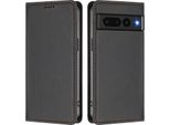 Custodia Per Google Pixel 7 Pro, Flip Cover In Finto Cuoio Antiurto E Magnetica Con Supporto Nero