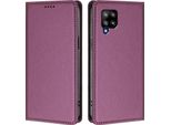 Custodia In Pelle Per Samsung Galaxy A42 5G, Flip Case Magnetico In Finto Cuoio Con Supporto Viola