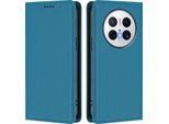 Custodia Per Huawei Mate 70 Pro/Mate 70 Pro+, Flip Cover In Finto Cuoio Antiurto Magnetica Con Supporto Blu