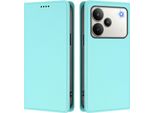 Custodia In Pelle Per Realme P4, Flip Case Magnetico In Finto Cuoio Con Supporto Verde Menta