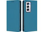 Custodia Per Oppo Reno12 5G, Custodia Magnetica Antiurto Con Supporto In Finto Cuoio Flip Cover Blu