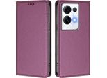 Custodia In Pelle Per Oppo Reno8 Pro 5G, Custodia Flip Magnetica In Finto Cuoio Con Supporto Viola