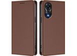 Custodia In Pelle Per Oppo A78 4G, Custodia Magnetica In Finto Cuoio Con Supporto Marrone