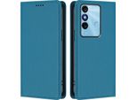 Custodia Per Cellulare Per Itel P38, Flip Cover In Finto Cuoio Antiurto Magnetica Con Supporto Blu