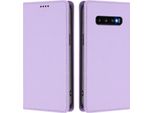Custodia In Pelle Per Samsung Galaxy S10 Plus, Flip Case Magnetico In Finto Cuoio Con Supporto Viola Chiaro