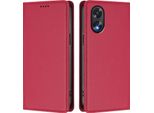 Custodia In Pelle Per Oppo A18 /Oppo A38, Custodia Magnetica In Finto Cuoio Flip Con Supporto Rosso