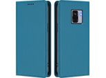 Custodia In Pelle Per Samsung Galaxy A8 2018, Flip Case Magnetico In Finto Cuoio Con Supporto Lake Blu