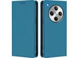 Custodia In Pelle Per Oppo Find X8, Flip Case Magnetico In Finto Cuoio Con Supporto Lake Blu
