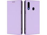 Custodia In Pelle Per Samsung Galaxy A20S, Flip Case Magnetico In Finto Cuoio Con Supporto Viola Chiaro