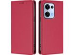 Custodia Per Oppo Reno13 5G, Custodia Magnetica Antiurto Con Supporto In Finto Cuoio Flip Cover Rosso