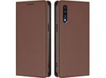 Custodia Per Telefono Cellulare Per Samsung Galaxy A70 / 70S,Poliuretanopelle Flip Cover Antiurto Magnetico Caso Con Stand Brown