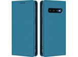 Custodia In Pelle Per Samsung Galaxy S10, Flip Case Magnetico In Finto Cuoio Con Supporto Lake Blu
