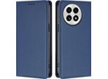 Custodia In Pelle Per Oneplus 13, Flip Case Magnetico In Finto Cuoio Con Supporto Blu Scuro