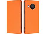 Custodia In Pelle Per Nokia X20 /Nokia X10, Flip Case Magnetico In Finto Cuoio Con Supporto Arancione
