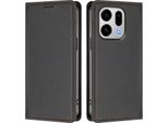 Custodia Per Telefono Cellulare Per Oppo Find X9, Flip Cover In Finto Cuoio Antiurto Magnetica Con Supporto Nero
