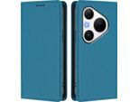 Custodia In Pelle Per Huawei Pura 80 Pro/Pura 80 Pro+, Custodia Flip Magnetica In Finto Cuoio Con Supporto Lake Blu