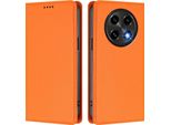 Custodia In Pelle Per Oppo F27 Pro / F27 Pro+, Custodia Flip Magnetica In Finto Cuoio Con Supporto Arancione