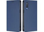 Custodia In Pelle Per Samsung Galaxy A7 2018, Flip Case Magnetico In Finto Cuoio Con Supporto Blu Scuro
