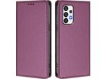 Custodia In Pelle Per Samsung Galaxy A73 5G, Flip Case Magnetico In Finto Cuoio Con Supporto Purple