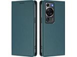 Custodia In Pelle Per Huawei P60 / P60 Pro, Custodia Magnetica In Finto Cuoio Con Supporto Verde