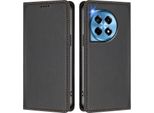 Custodia Per Telefono Cellulare Per Oneplus 12R, Flip Cover In Finto Cuoio Antiurto Magnetica Con Supporto Nero