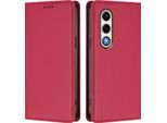 Custodia In Pelle Per Itel S25, Custodia Magnetica In Finto Cuoio Flip Con Supporto Rosso