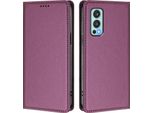 Custodia In Pelle Per Oneplus Nord 2 5G, Custodia Magnetica In Finto Cuoio Con Supporto Viola