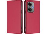 Custodia In Pelle Per Oneplus Nord CE3, Custodia Magnetica In Finto Cuoio Con Supporto Rosso