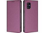 Custodia In Pelle Per Samsung Galaxy A71 4G, Flip Case Magnetico In Finto Cuoio Con Supporto Viola