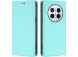Custodia In Pelle Per Huawei Mate 70 Pro/Mate 70 Pro+, Custodia Flip Magnetica In Finto Cuoio Con Supporto Verde Menta