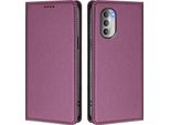 Custodia Per Motorola Moto G51 5G, Flip Cover In Finto Cuoio Antiurto Magnetica Con Supporto Viola