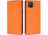 Custodia Per Oppo F17, Flip Cover In Finto Cuoio Antiurto Magnetica Con Supporto Arancione