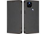Custodia Per Google Pixel 5 Xl/Pixel 4A 5G, Flip Cover In Finto Cuoio Antiurto Magnetica Con Supporto Nero