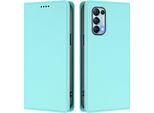 Custodia Per Oppo Find X3 Lite, Flip Cover In Finto Cuoio Antiurto Magnetica Con Supporto Turchese