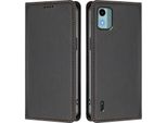 Custodia Per Telefono Cellulare Per Nokia C12, Flip Cover In Finto Cuoio Antiurto Magnetica Con Supporto Nero