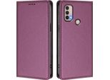 Custodia In Pelle Per Motorola Moto E20 / E30 / E40, Custodia Flip Magnetica In Finto Cuoio Con Supporto Viola